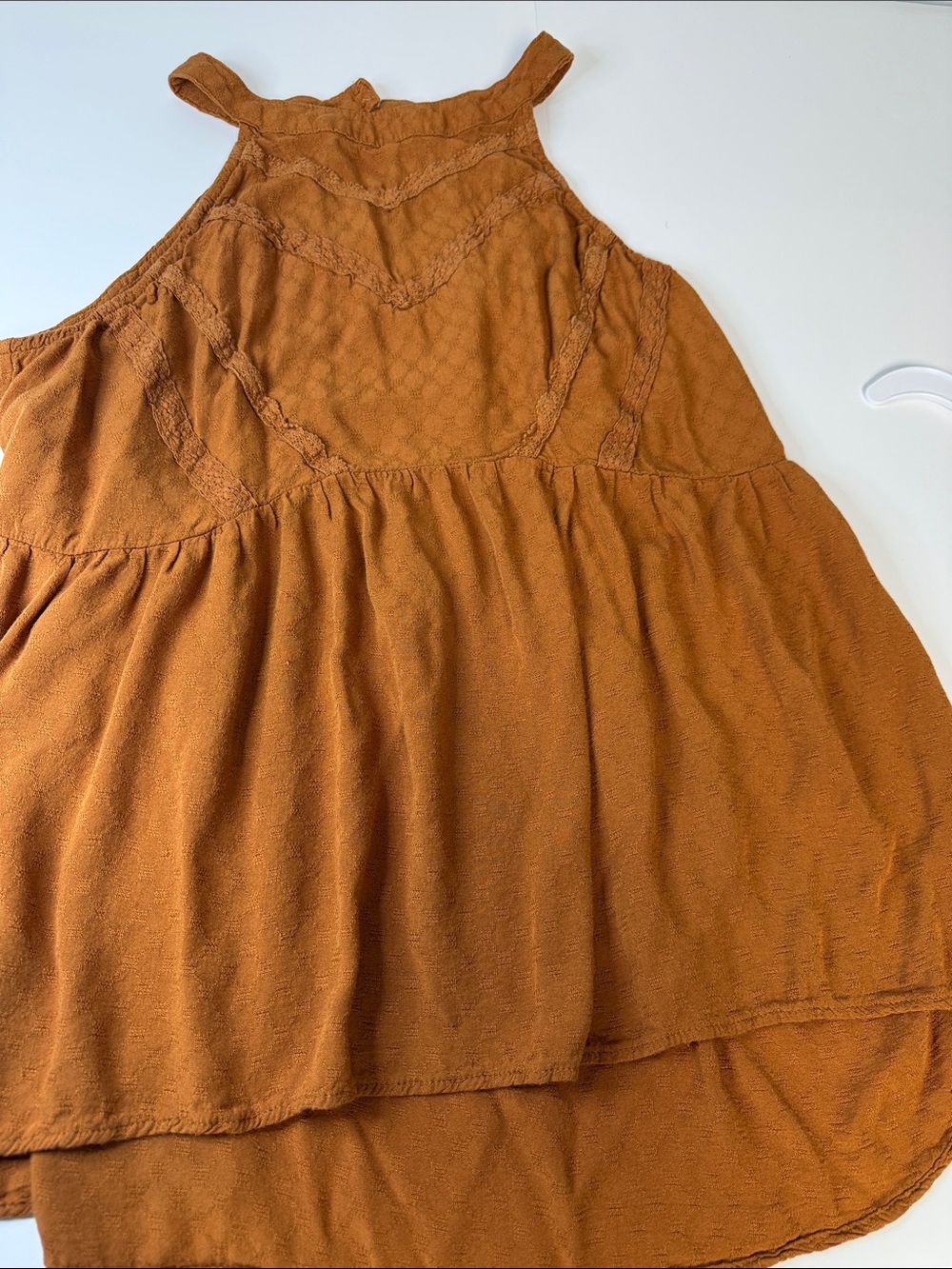 Maurices Rust Orange Chevron Lace Trim Halter Tank Top - Size M - Picture 2 of 3